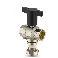 Кран шаровый с термометром и фильтром (прямой) F 1 1/2″ х 'M 1 1/2″ 110°C 16 бар